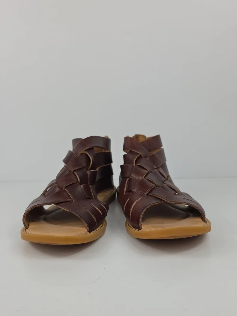 Børn Iwa Woven Brown Leather Women's Sandals Size 8